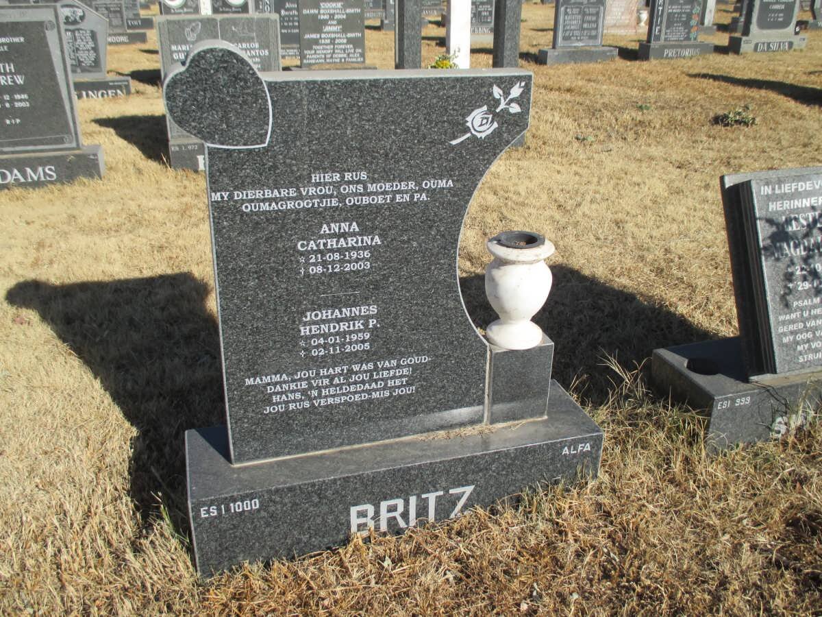 BRITZ Anna Catharina 1936-2003 :: BRITZ Johannes Hendrik P. 1959-2005