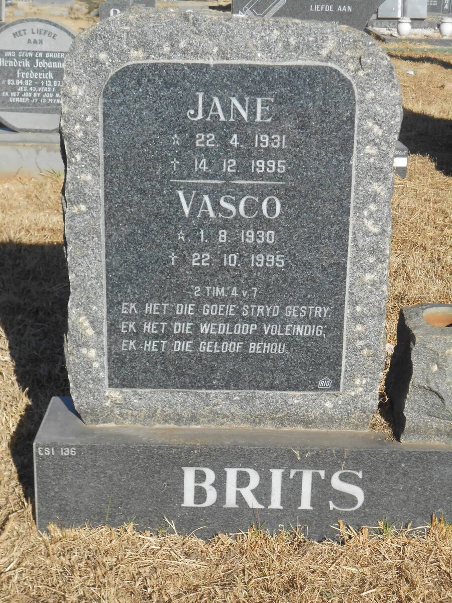 BRITS Vasco 1930-1995 &amp; Jane 1931-1995