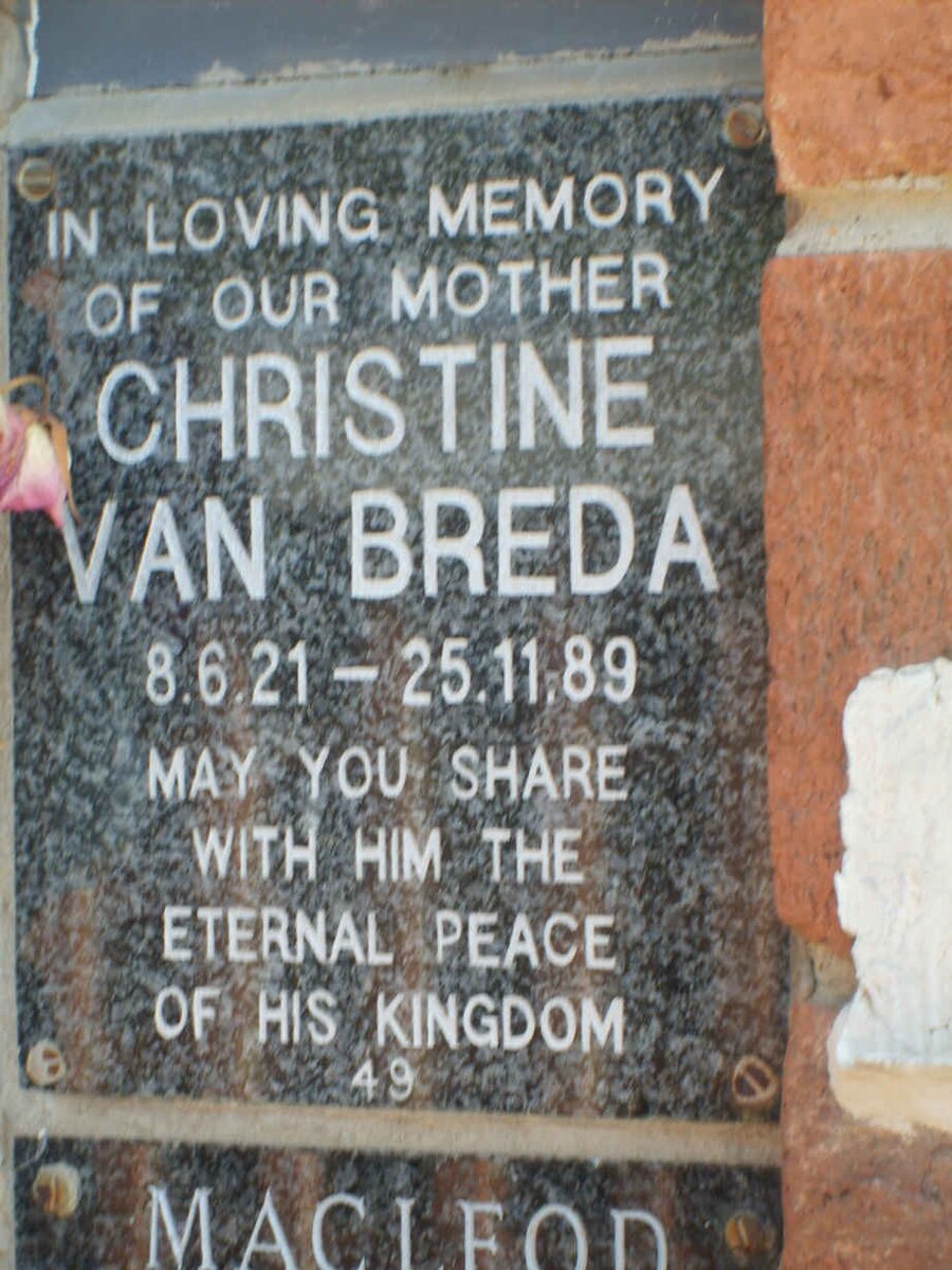 BREDA Christine, van 1921-1989