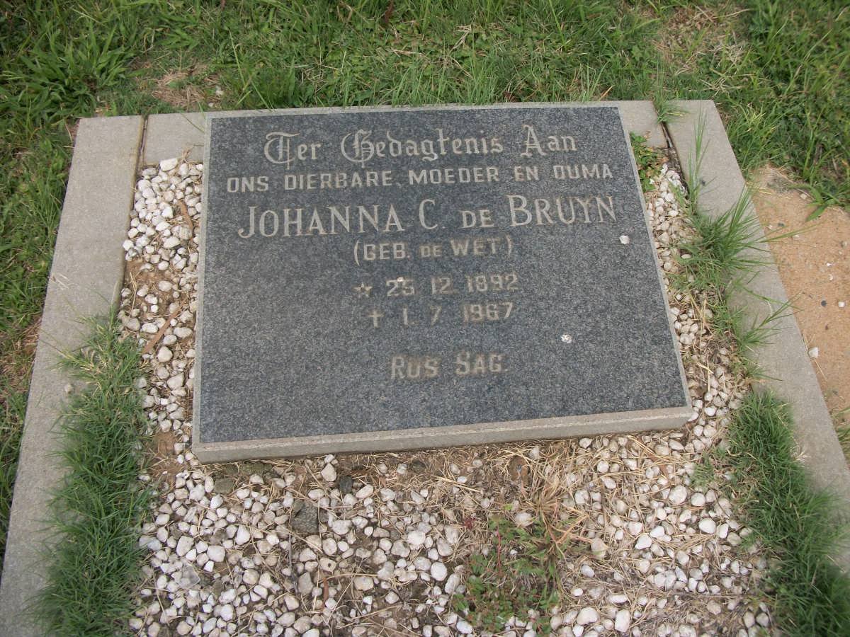 BRUYN Johanna C., de nee DE WET 1892-1967