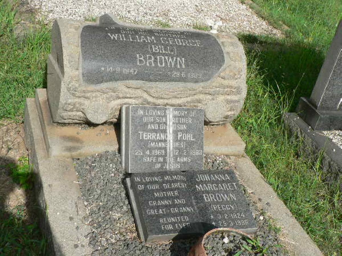 BROWN Johanna Margaret 1924-1988 :: BROWN William George 1947-1969 :: POHL Terrance 1969-1983