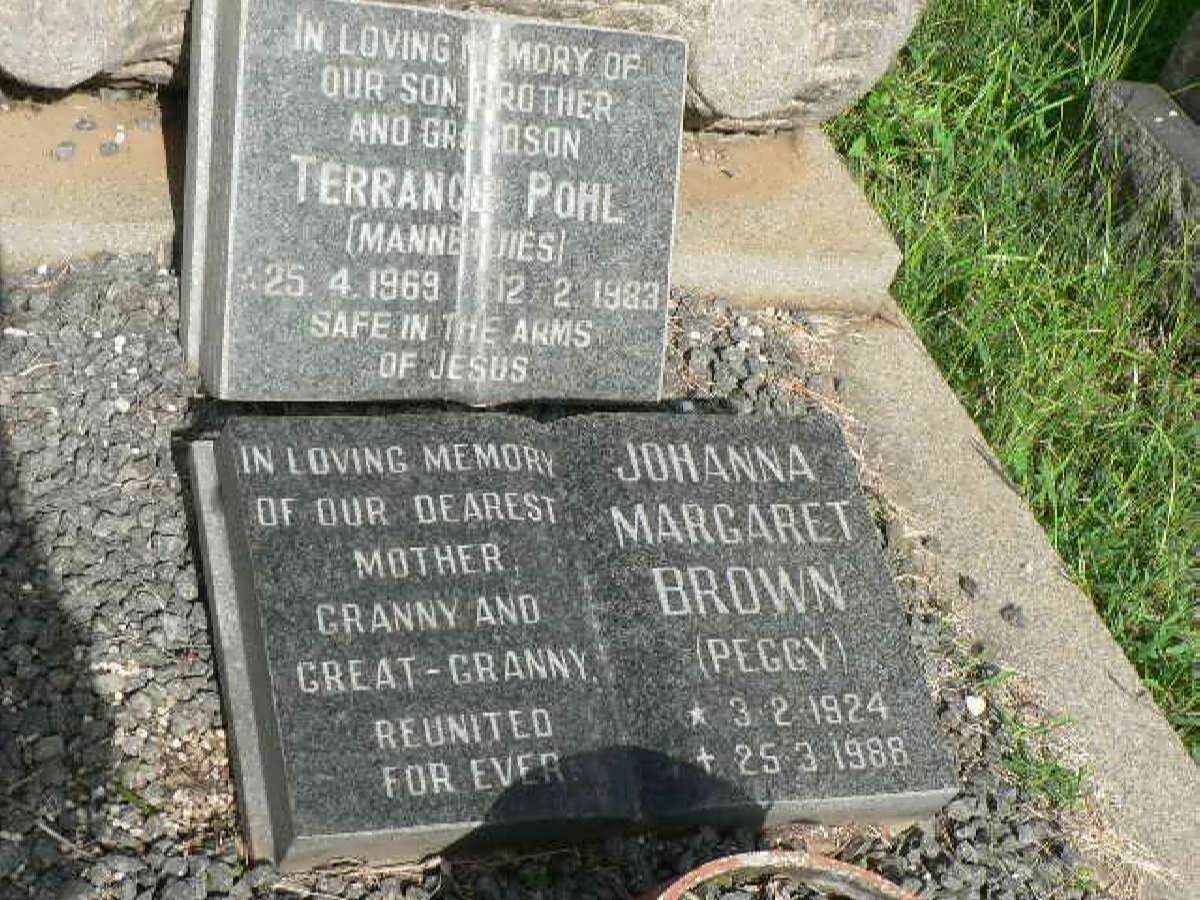 BROWN Johanna Margaret 1924-1988 ::  POHL Terrance 1969-1983