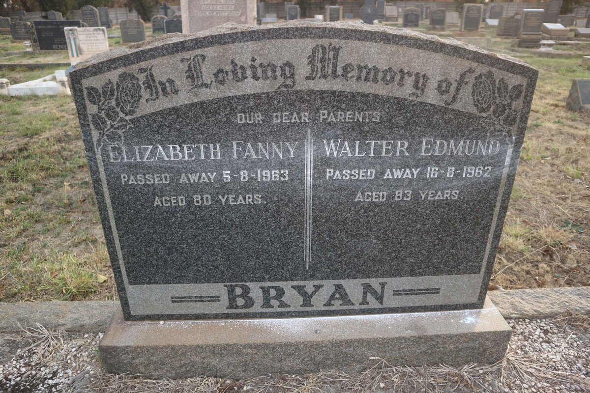 BRYAN Walter Edmund -1962 &amp; Elizabeth Fanny -1963