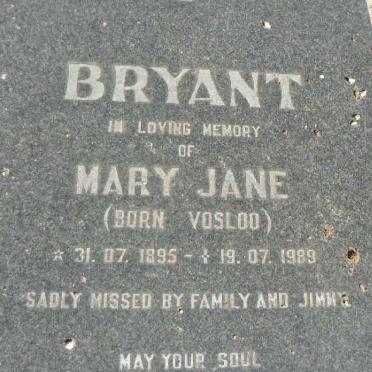 BRYANT Mary Jane nee VOSLOO 1895-1989