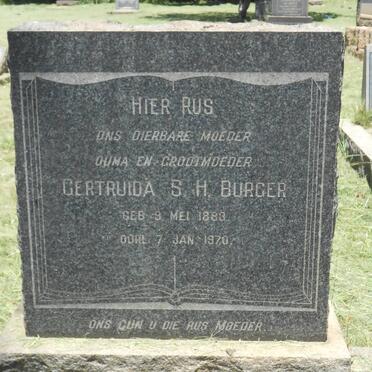 BURGER Gertuida S.H. 1883-1970