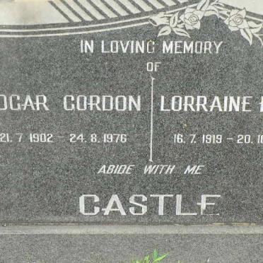 CASTLE Edgar Gordon 1902-1976 &amp; Lorraine Edith 1919-1985