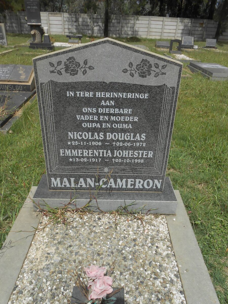 CAMERON Nicolas Douglas, MALAN 1906-1972 &amp; Emmerentia Johester 1917-1998