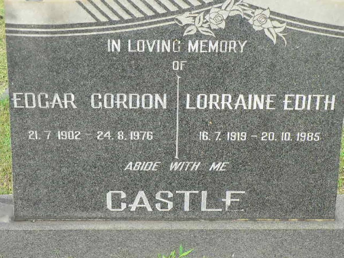 CASTLE Edgar Gordon 1902-1976 &amp; Lorraine Edith 1919-1985