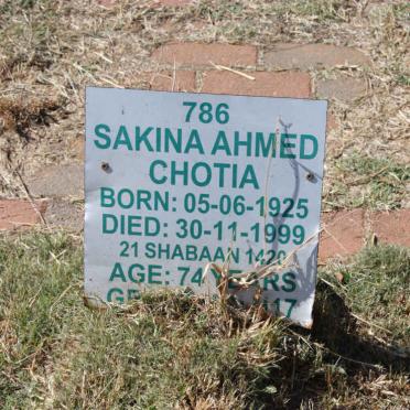 CHOTIA Sakina Ahmed 1925-1999
