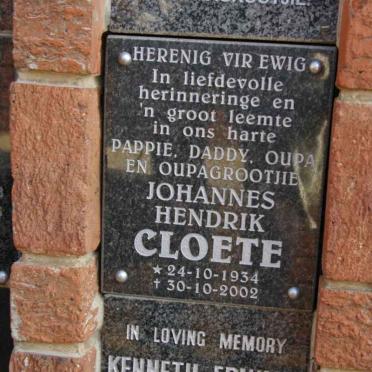 CLOETE Johannes Hendrik 1934-2002