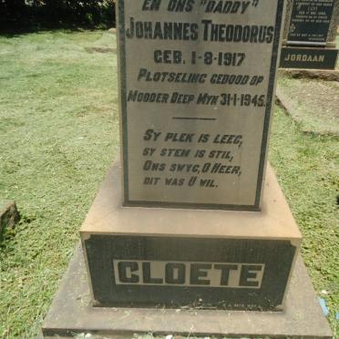 CLOETE Johannes Theodorus 1917-1945