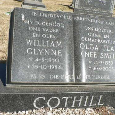 COTHILL William Glynne 1930-1994 &amp; Olga Jean SMIT 1933-2005