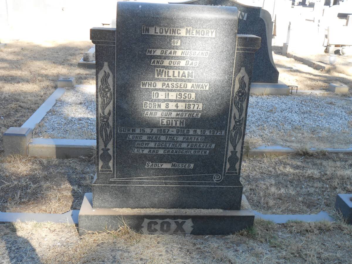 COX William 1877-1950 &amp; Edith 1887-1973