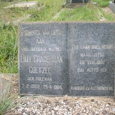 COETZEE Lilly Grace Joan nee COLEMAN 1908-1964