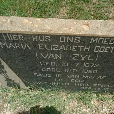COETSEE Maria Elizabeth nee VAN ZYL 1872-1960