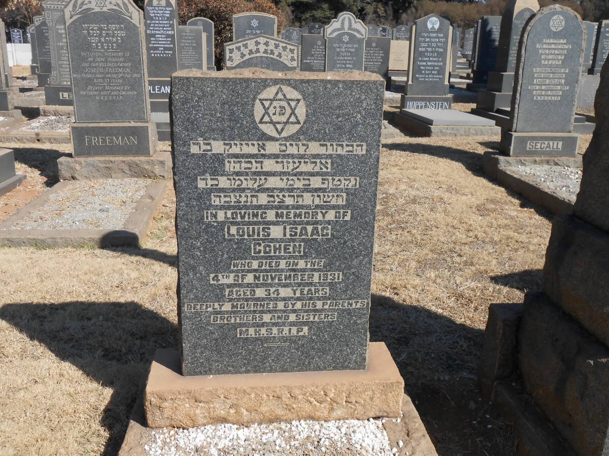 COHEN Louis Isaac -1931