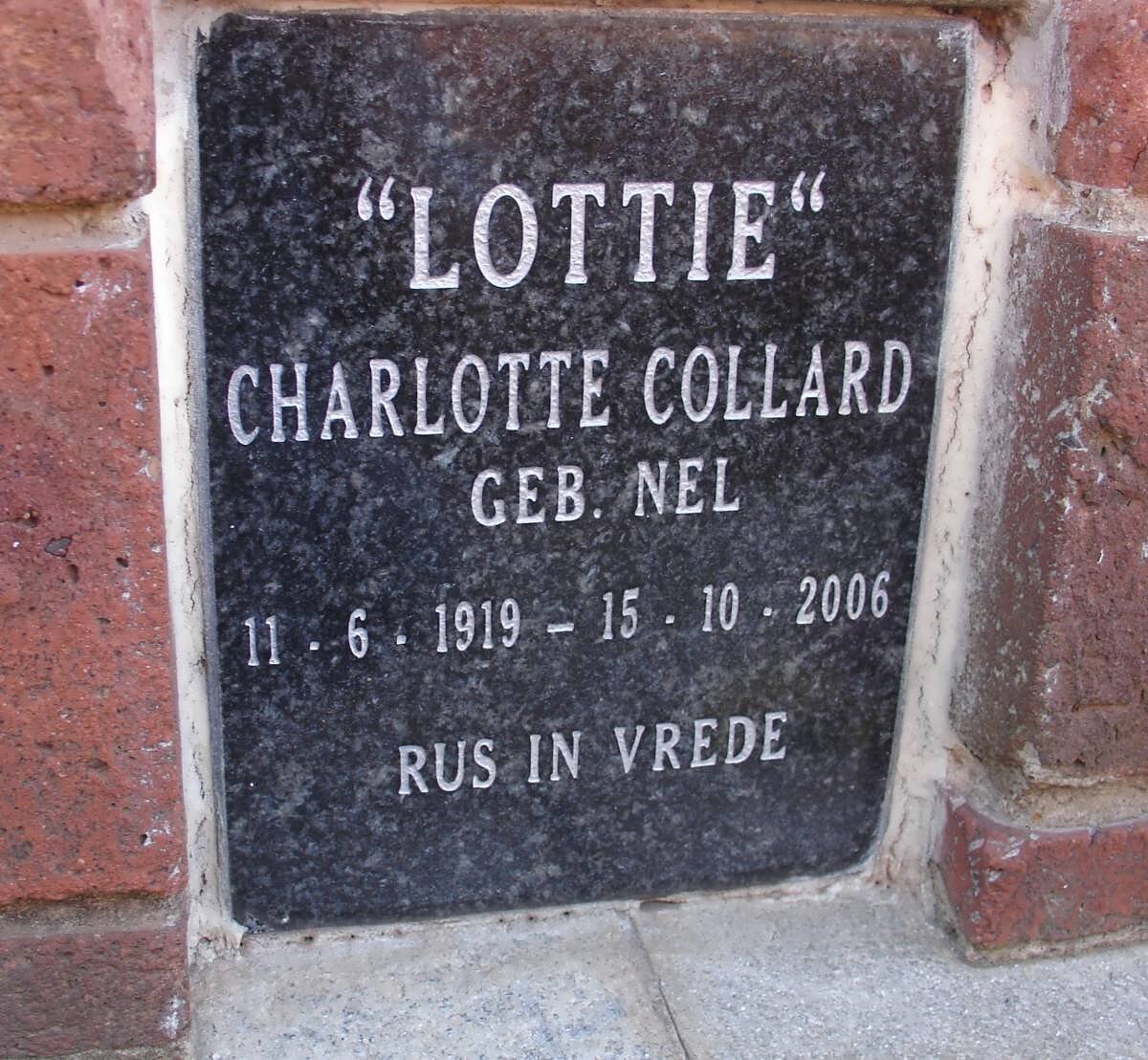 COLLARD Charlotte nee NEL 1919-2006