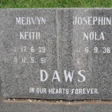 DAWS Mervyn Keith 1939-1991 &amp; Josephine Nola 1936-