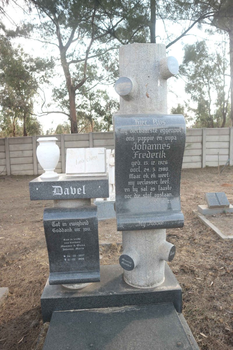 DAVEL Johannes Frederick 1926-1980 &amp; Johanna Maria 1927-1998