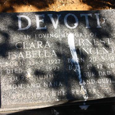 DEVOTI Ernest Vincent 1925-2007 &amp; Clara Isabella 1927-1993