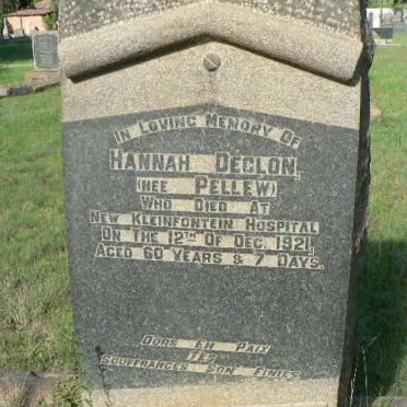DECLON Hannah nee PELLEW -1921