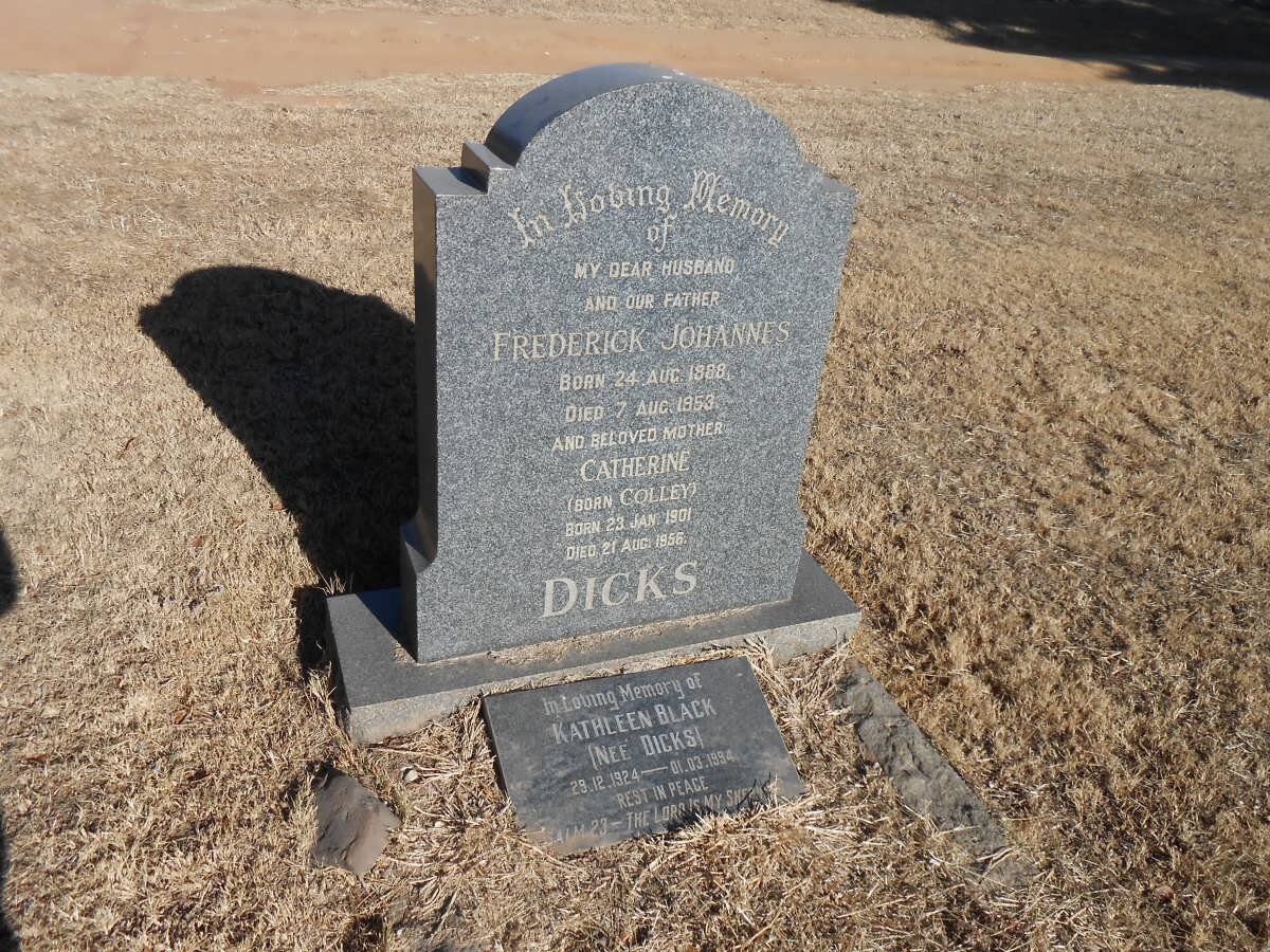 DICKS Frederick Johannes 1888-1953 &amp; Catherine COLLEY 1901-1956