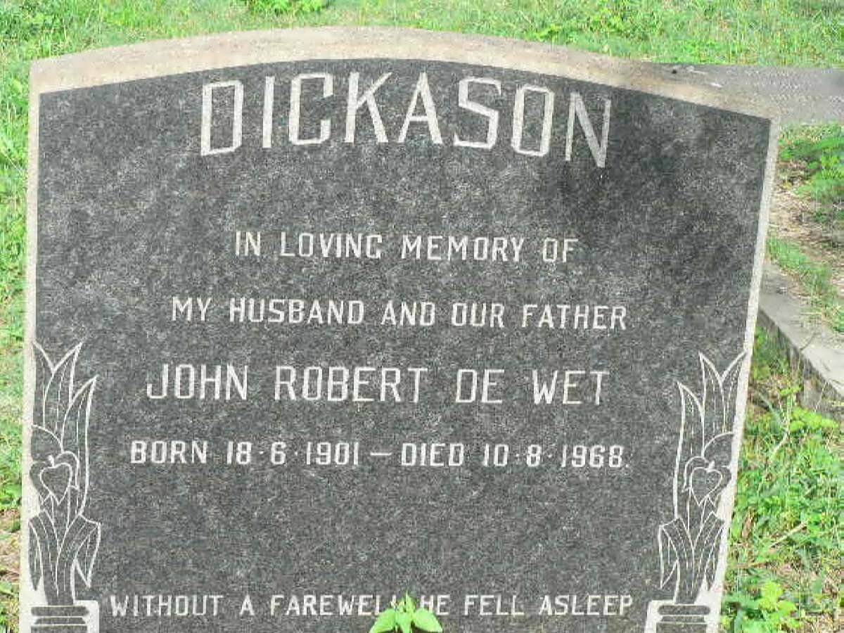 DICKASON John Robert De Wet 1901-1968