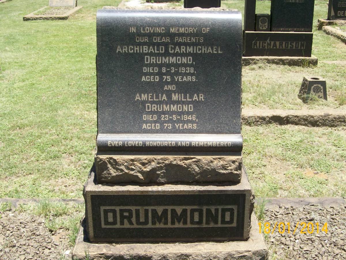 DRUMMOND Archibald Carmichael -1938 &amp; Amelia MILLAR -1946