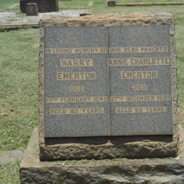 EMERTON Harry -1946 &amp; Annie Charlotte -1933