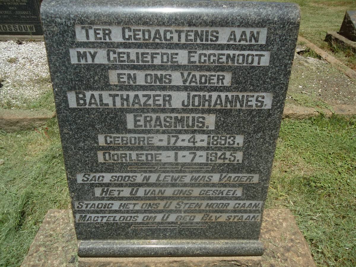 ERASMUS Balthazer Johannes 1883-1945