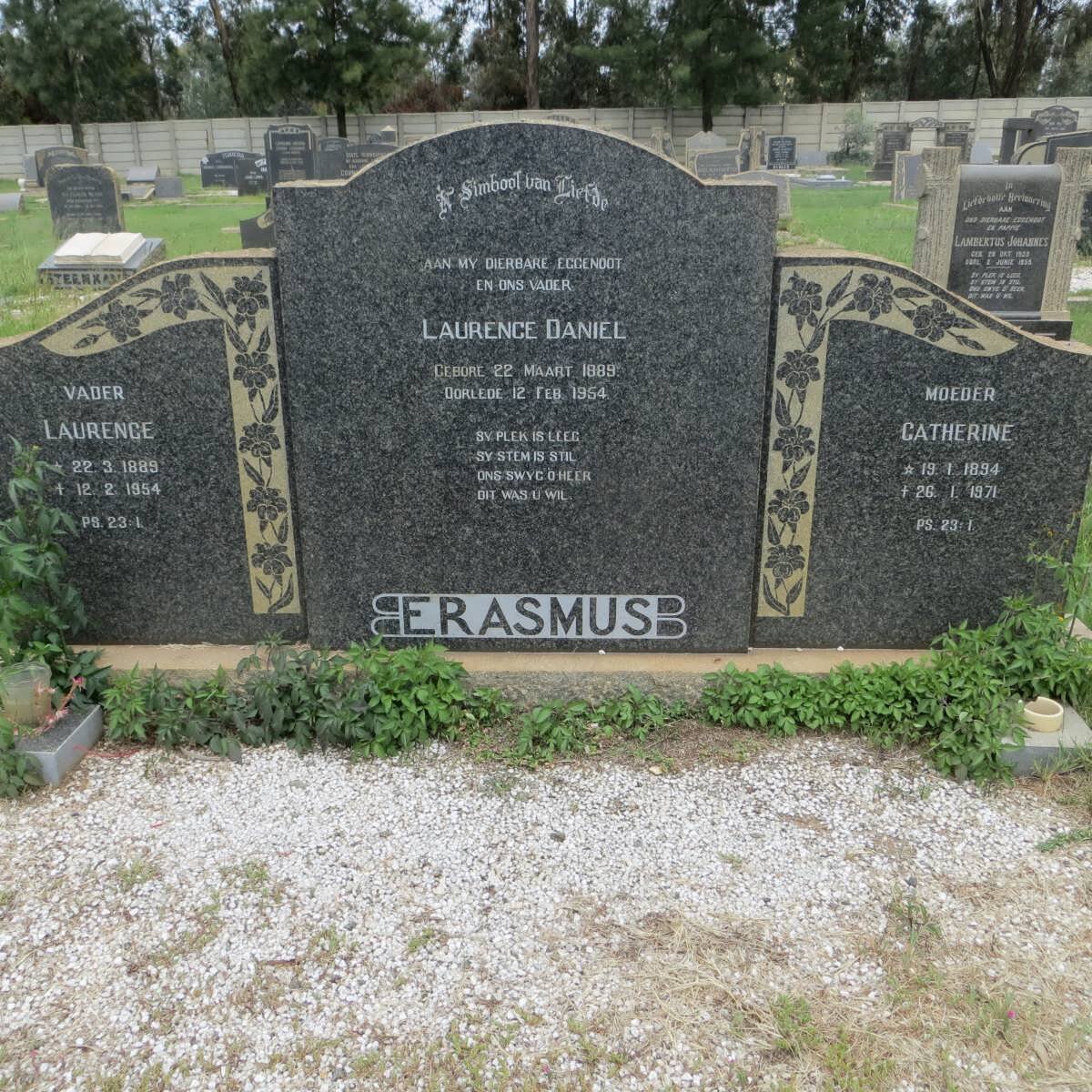 ERASMUS Laurence Daniel 1889-1954 &amp; Catherine 1894-1971