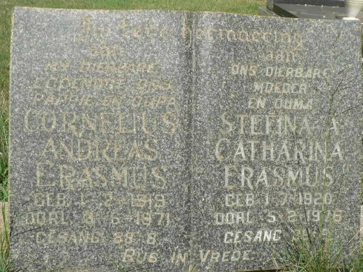 ERASMUS Cornelius Andreas 1919-1971 &amp; Stefina A. Catharina 1920-1976