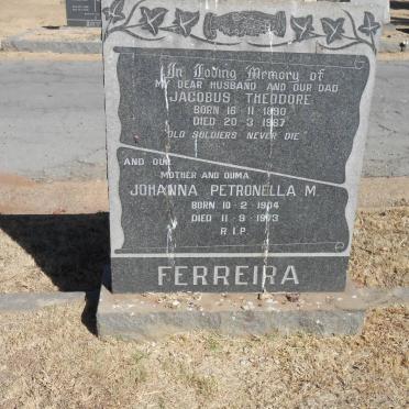 FERREIRA Jacobus Theodore 1890-1967 &amp; Johanna Petronella M. 1904-1973