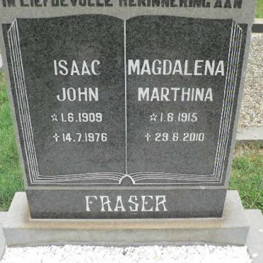 FRASER Isaac John 1909-1976 &amp; Magdalena Marthina 1915-2010