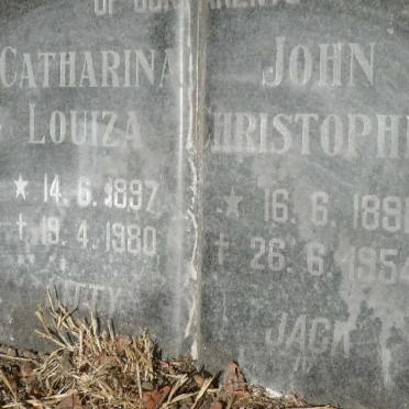 FRAZER John Christopher 1891-1954 &amp; Catharina Louiza 1897-1980