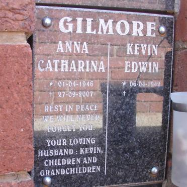 GILMORE Kevin Edwin 1942- &amp; Anna Catharina 1946-2007