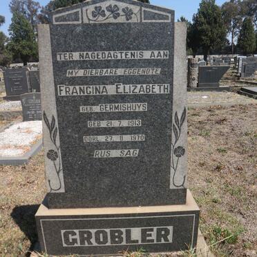GROBLER Francina Elizabeth nee GERMISHUYS 1913-1970