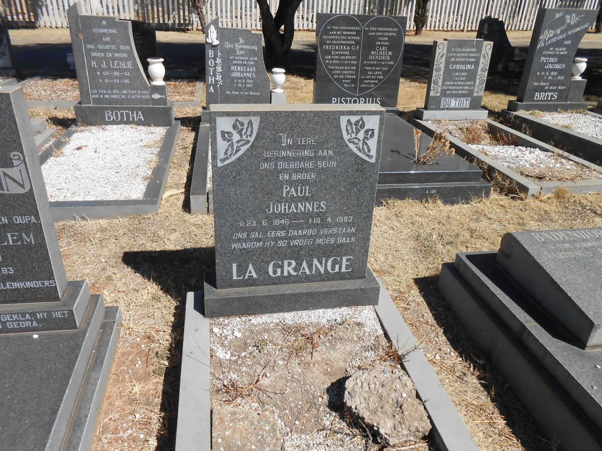 GRANGE Paul Johannes, le 1946-1983