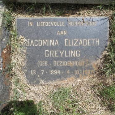 GREYLING Jacomina Elizabeth nee BEZUIDENHOUT 1894-1978