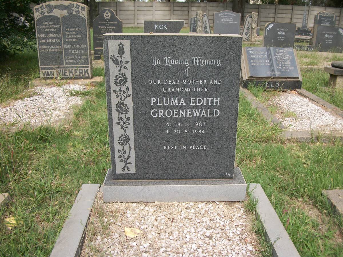 GROENEWALD Pluma Edith 1907-1984