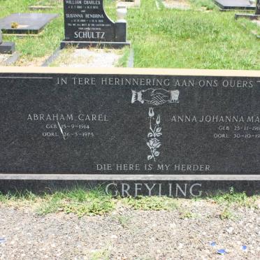 GREYLING Abraham Carel 1914-1975 &amp; Anna Johanna Maria Aletta 1918-1975