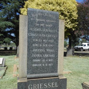 GRIESSEL Hendrik Johannes Christiaan 1894-1947 &amp; Johanna Maria Jacoba 1897-1977