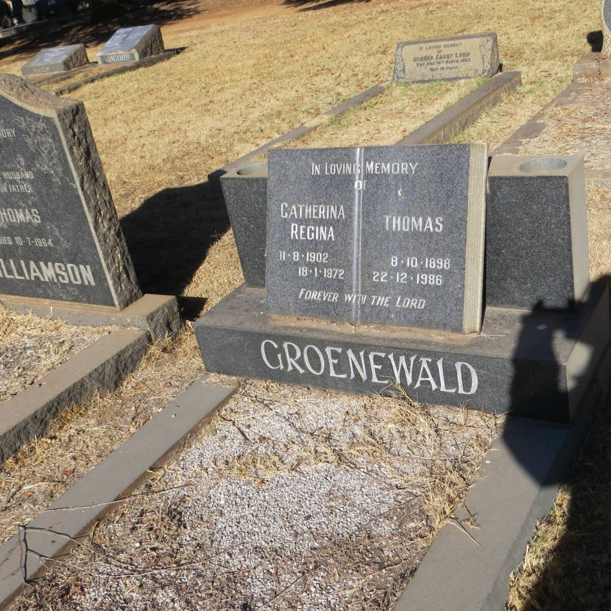 GROENEWALD Thomas 1898-1986 &amp; Catherina Regina 1902-1972