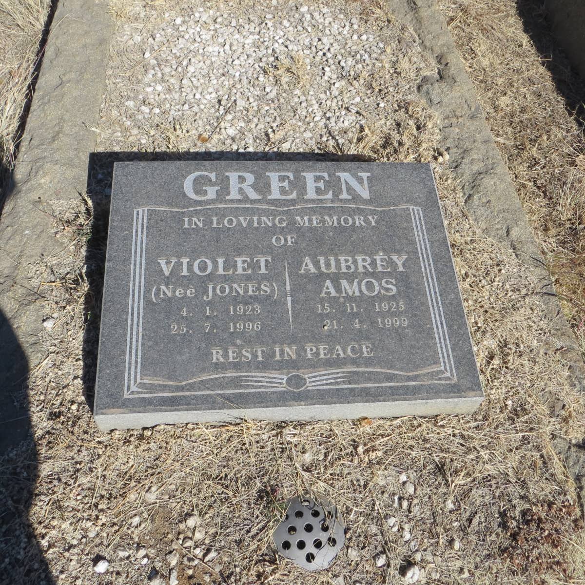 GREEN Aubrey Amos 1925-1999 &amp; Violet JONES 1923-1996
