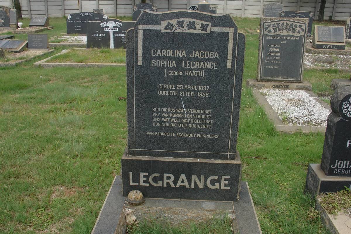 GRANGE Carolina Jacoba Sophia, le nee RAATH 1892-1956