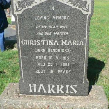 HARRIS Christina Maria nee HENDRICKS 1915-1981