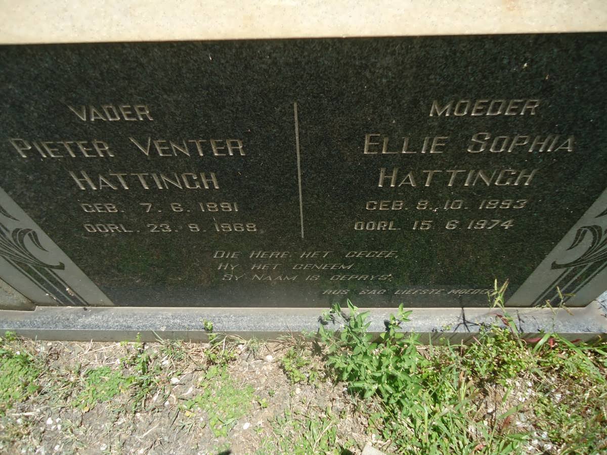 HATTINGH Pieter Venter 1891-1968 &amp; Ellie Sophia 1893-1974
