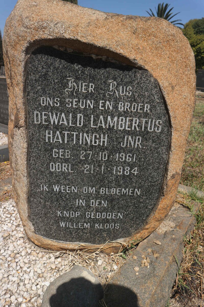HATTINGH Dewald Lambertus Jnr 1961-1984