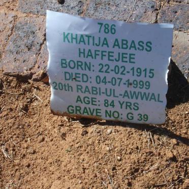 HAFFEJEE Khatija Abass 1915-1999