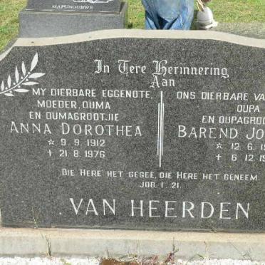 HEERDEN Barend Johannes, van 1900-1980 &amp; Anna Dorothea 1912-1976